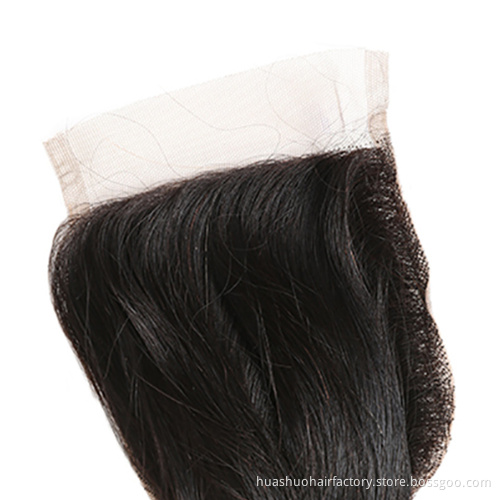 Single Donor Good Price Cuticle Aligned Brazilian Human Hair Loose Wave 44 Lace Closure In Stock